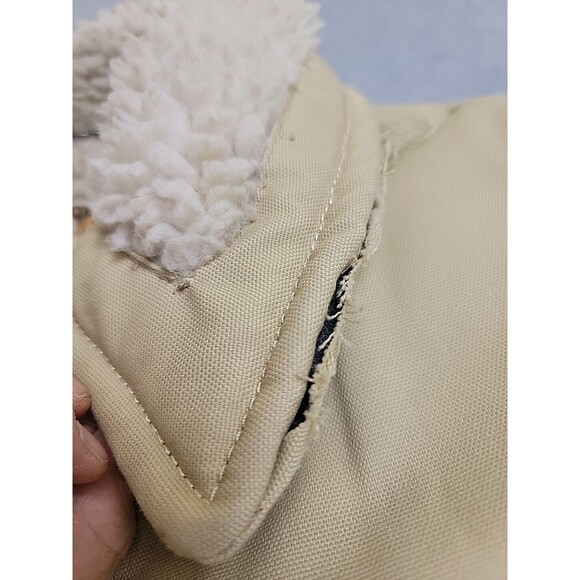 Vtg Lakeland Chore Jacket Mens 42 Brown Button Pockets Sherpa Lined Thrashed - Picture 3 of 16